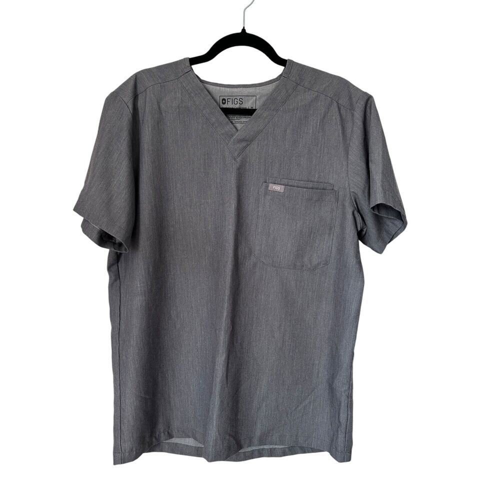 Figs Scrub Top Mens Size M Grey Technical Collection Aya Medical Logo Nursing